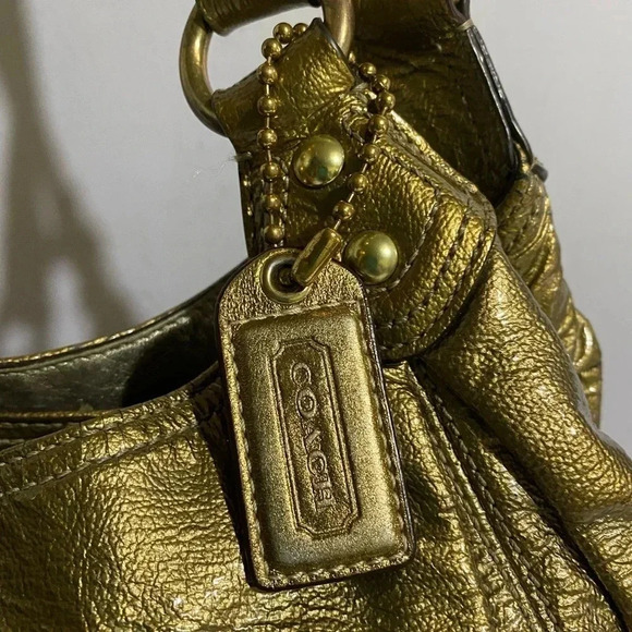 Coach gold metallic leather satchel handbag - Picture 9 of 16